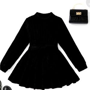 Kid Girl Basic Design Solid Color Stand Collar Long Sleeve T-Shirt